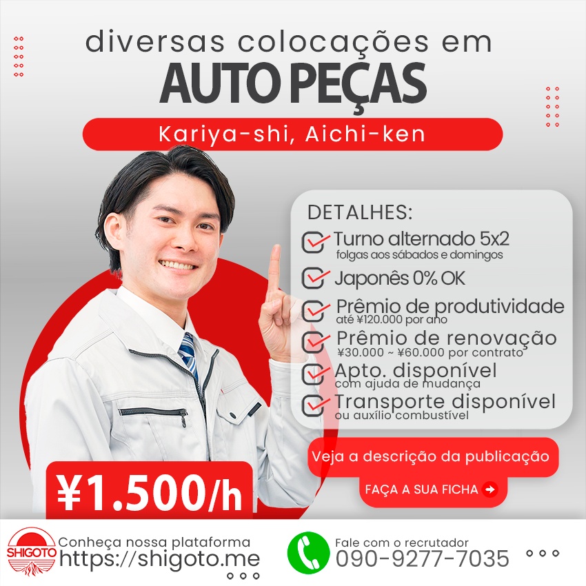 Diversas colocações em Auto-peças