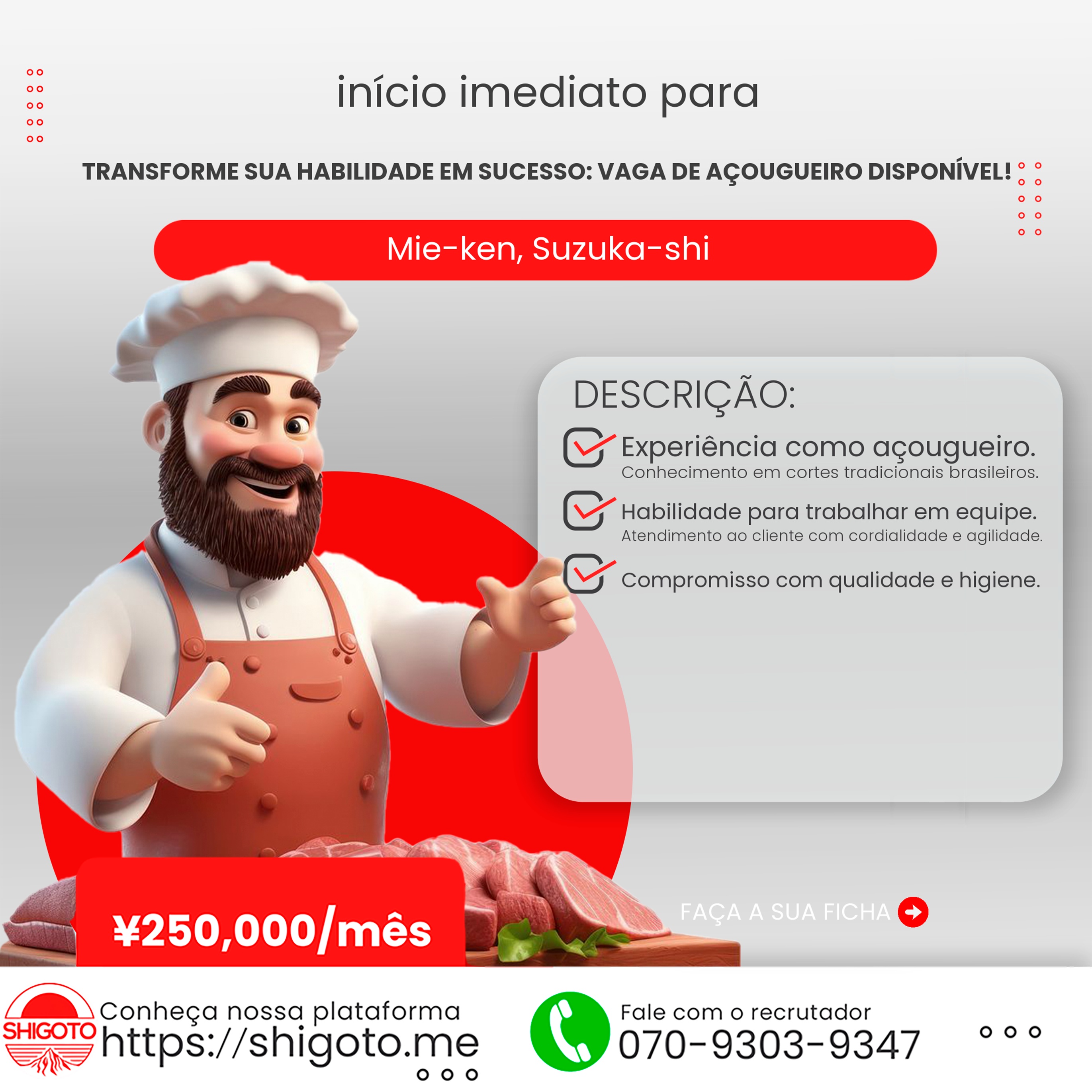 Transforme Sua Habilidade em Sucesso: Vaga de Açougueiro Disponível!