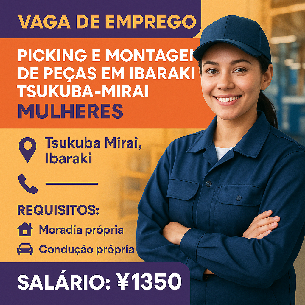 Picking e montagens de pecas em Ibaraki Tsukuba-mirai Mulheres